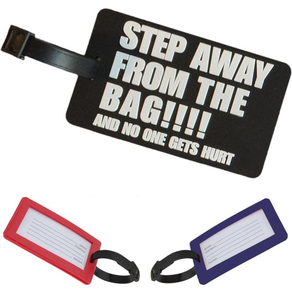 3D XL Koffer-Anhänger Schwarz Step Away 10,5cm Namensschild Gepäckanhänger