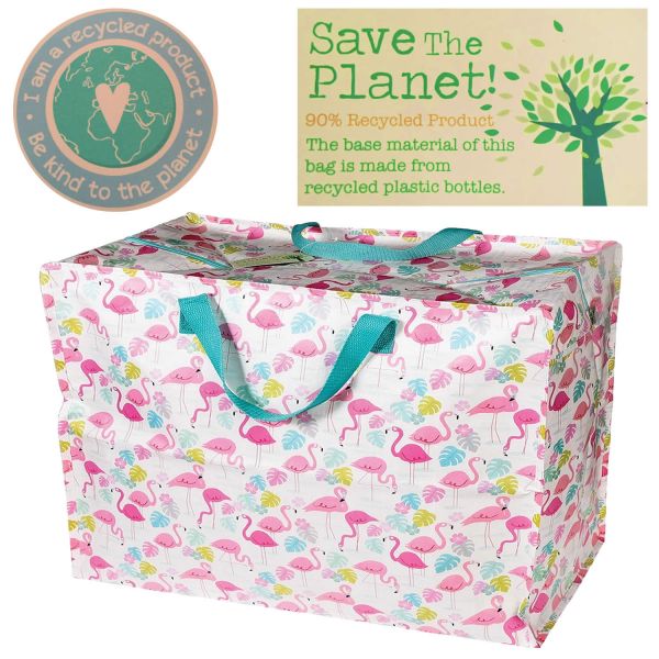 XXL Jumbo Bag Flamingo Rosa Weiß Recycled Allzwecktasche Einkaufstasche