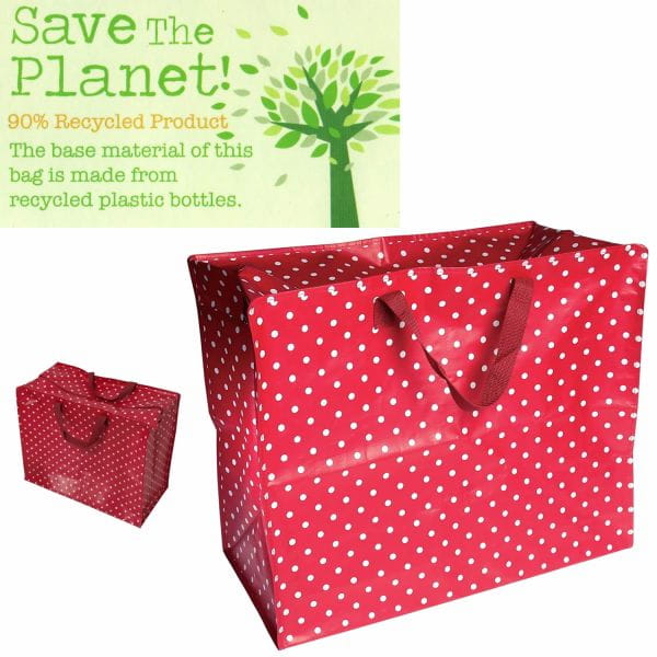 XXL Jumbo Bag Dot´s Rot Weiß Recycled Allzwecktasche Einkaufstasche