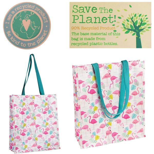 Öko Einkaufstasche Schultertasche recycled Strandtasche Flamingo Rosa